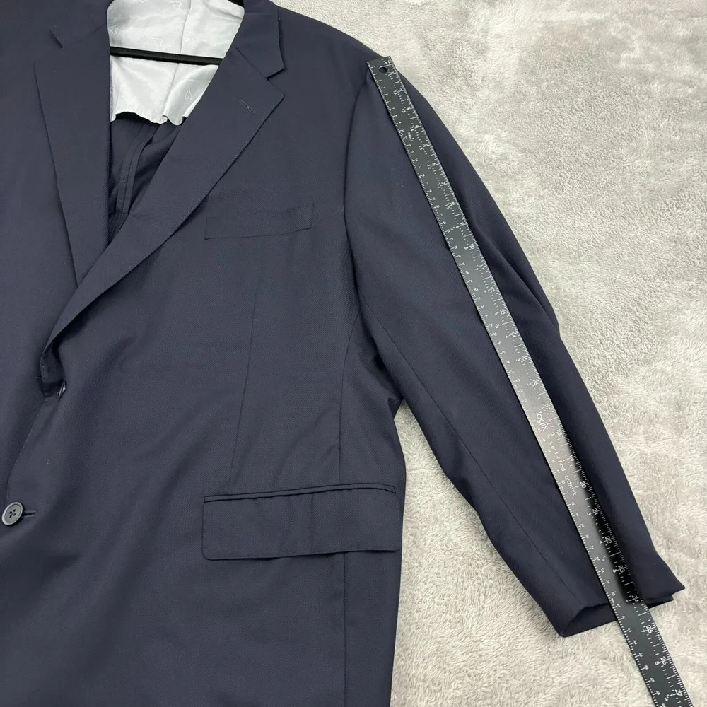 Samuelsohn Blazer Mens 54R Black 100% Wool Guabello Two Button Notch Lapel Italy